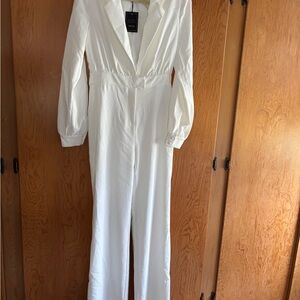 Revolve Michael Costello office siren White Long-Sleeve Jumpsuit